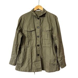 Uniqlo Linen Cotton Utility Resort Light Jacket olive green women’s XS